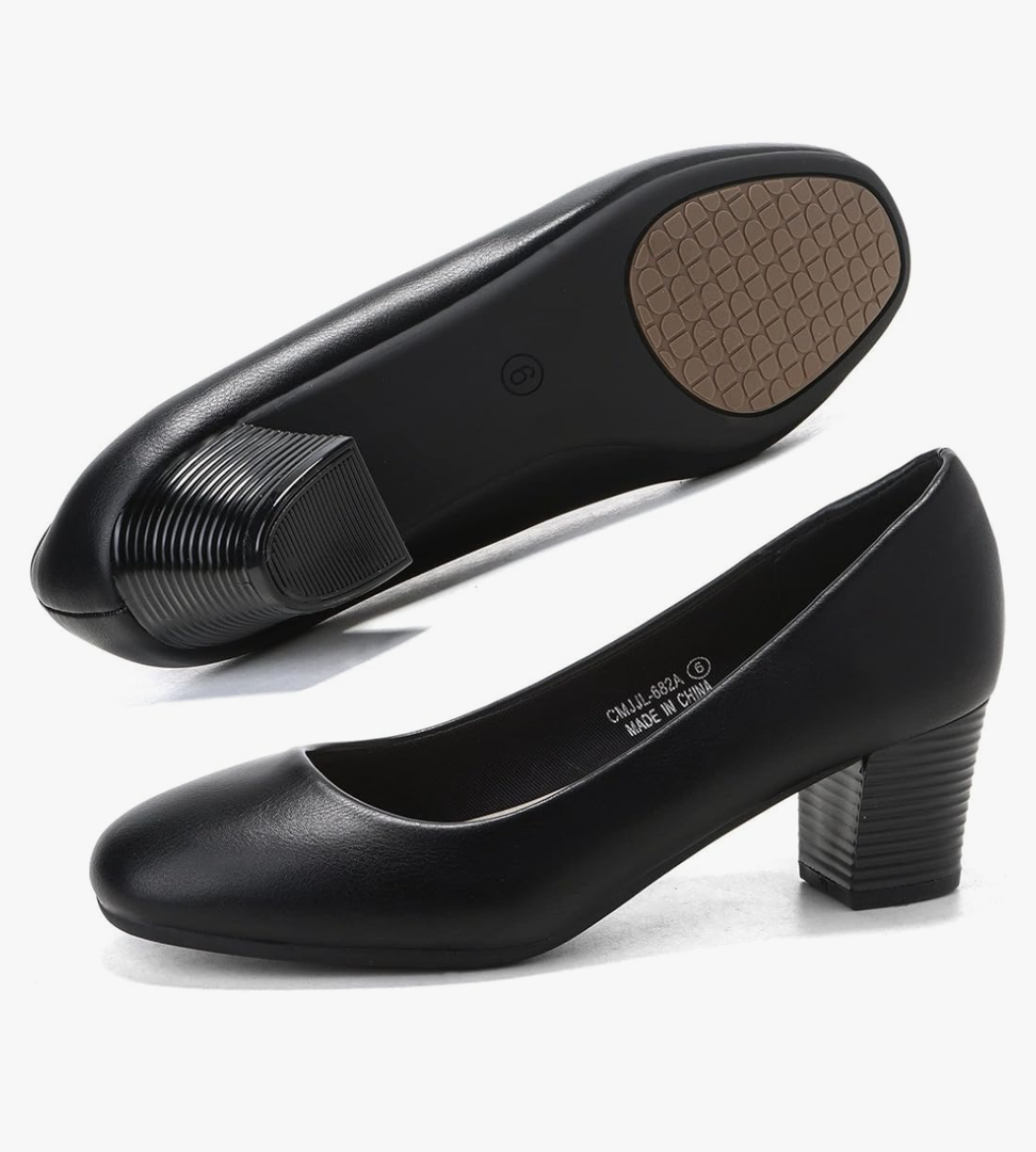 HHTCAL Women's Pumps Round Closed Toe Chunky Heels Comfortable 2 inch Block Low Heel Dress Shoes for Office Work Business Formal 11