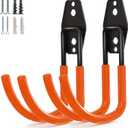 Garage Storage Utility HooksGarage Garden Tool OrganizerSteel Wall Mount Hooks, Large Garden U Hooks 2 Pack (Type-2-Orange)