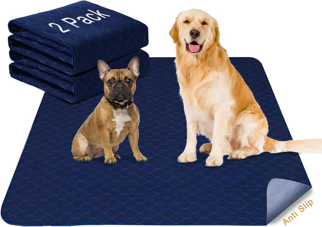 2Pack Pee Pads for Dogs Washable 53x53, Extra Large Puppy Pads Waterproof, Super Absorption, Anti Skid for Whelping Training