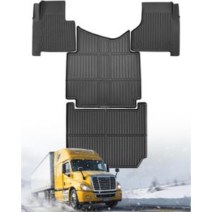 CreekT 4PCS All Weather Floor Mats for Freightliner Cascadia 2008-2017 (Only for Bucket Seat & Fuel), Also Fit 2018-2019 125 Old Body, Rubber Floor Mats Fit for Freightliner Cascadia Accessories