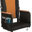 Extra Wide Stadium Seats with Back Support, Comfy Bleacher Chairs with Back Cushion, Cup Holders, and Storage Pockets, Foldable and Portable Bleacher Seat with Armrests (Large, Orange)