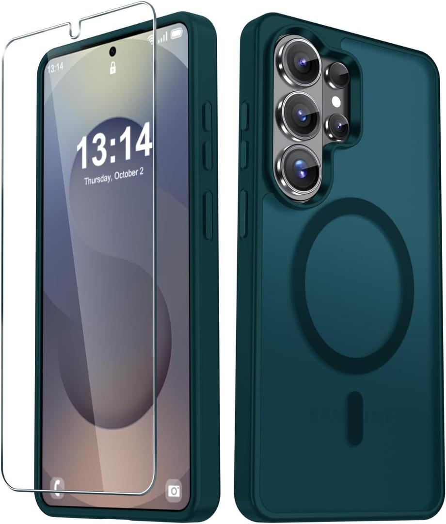 3 x YENAPOON for Samsung Galaxy S26 Ultra Case, Matte Magnetic Phone Cover [with 1 Screen Protector] [Support for MagSafe] [Shockproof Military Grade Protection] Translucent Frosted Back, Blue