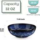 vicrays Ceramic Salad Bowls Set for Kitchen, Serving - 32 Ounce Soup Bowls, Pasta Bowls, Chip Resistant, Dishwasher Microwave Safe, Large, Fluted, stoneware, Set of 4 (Blue)