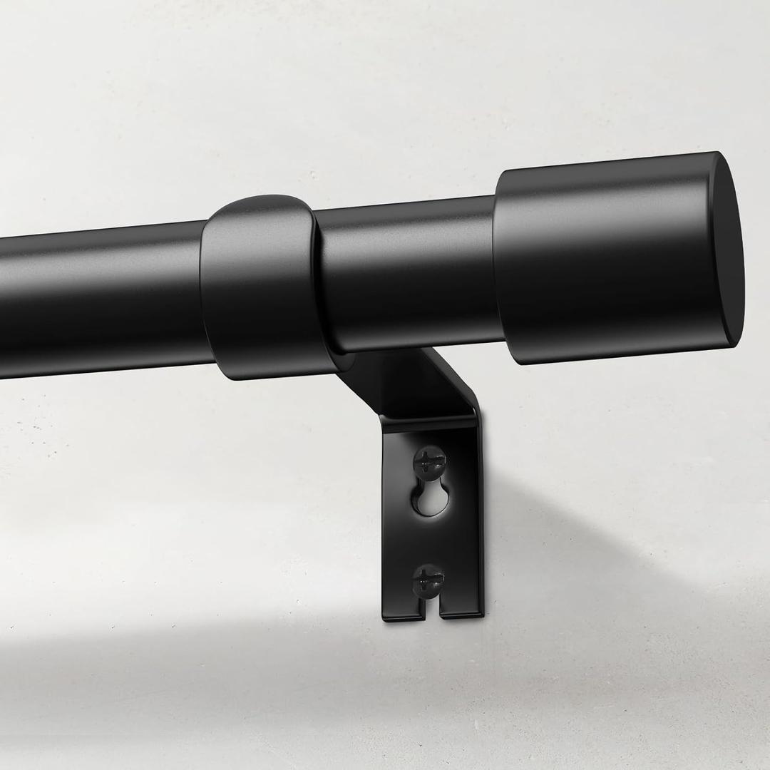 Curtain Rods for Windows 48 to 84, 1 Inch Black Curtain Rod Adjustable, Heavy Duty Curtains Rods Modern Style for Bedroom/Living Room/Kitchen, 32"-90"