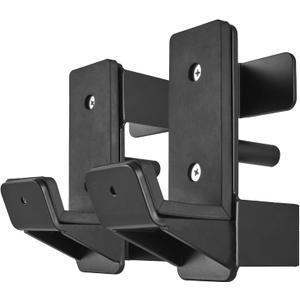 J Hooks for 2" x 2" Power Rack, Rubber Pad J-Hook for Power Cage, Bottom Reinforced Steel J Cups for Squat Rack, Heavy Duty Barbell Holder, Black