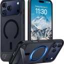 Temdan Designed for iPhone 17 Pro Case, [Built-in Invisible Kickstand][Compatible with MagSafe][Military Grade Shockproof] Slim Translucent Matte Phone Case for iPhone 17 Pro 6.3 inch (Black)