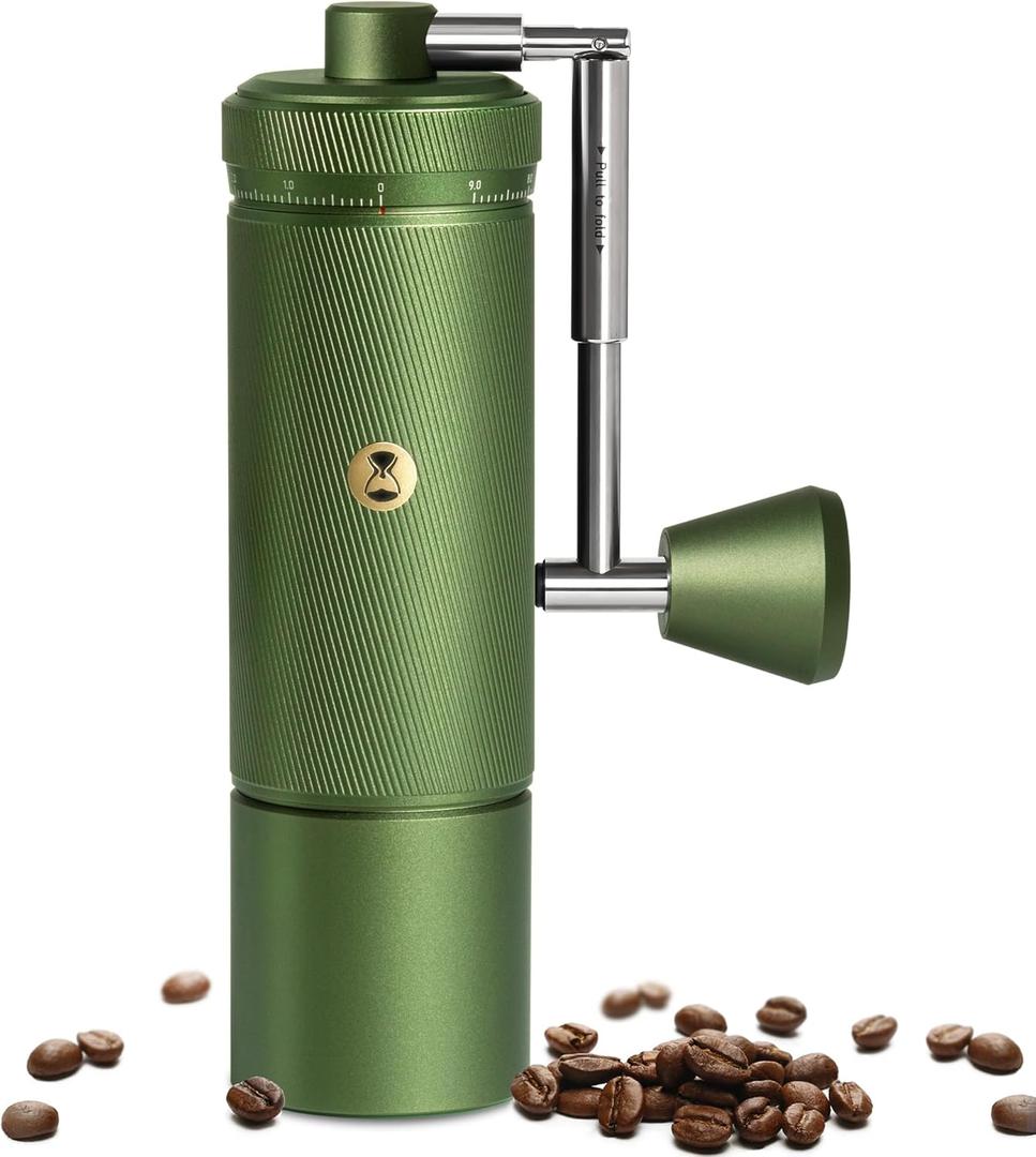 Timemore S3 Manual Coffee Grinder - External Adjustment with Stainless Steel Patented Burr | Hand Coffee Grinder High Precision | Premium Timemore Grinder Chestnut, S3 Green