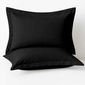 2 Pack Pillow Shams King Size 20x36 600 Thread Count 100% Organic Cotton Black Pillow Covers with 2 Inch Decorative Flange, Soft & Smooth Premium Hotel-Quality Pillowcases Set of 2, Black 