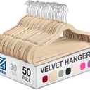 Zober Velvet Hangers 50 Pack - Ivory for Coats, Pants & Dress Clothes - Non Slip w/ 360 Degree Swivel, Holds up to 10 lbs - Strong Felt Hangers for Clothing
