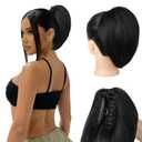 Ponytail Extension - 10" Short Claw Clip in Ponytail Hair Extensions Messy Bun Hair Piece Natural Soft Synthetic Straight Pony Tail Hair Pieces for Women - Black