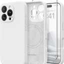 Magnetic for iPhone 16 Pro Case, Compatible with MagSafe, [Full Camera Protection][Screen Protector] Silicone Shockproof Protective Phone Case for iPhone 16 Pro 6.3", White