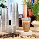 LemonRoad 50 Sets Plastic Cups with Strawless Sip Lids, Thickened Round Bottom PET Disposable Clear Cups for Iced Coffee Smoothie Cold Beverage Coffee Shops and Party Catering(Clear,16 oz) (EXP 08/13/26)