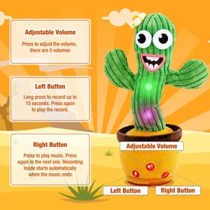 Ayeboovi Dancing Talking Cactus Toys for Baby Toddler, Interactive Talking Cactus Baby Toys Repeating Record What You Say, Volume Adjustable Singing Mimicking Toy with 120 Songs for Boys Girls Gifts