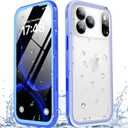 SPORTLINK for Waterproof iPhone 17 Pro Max Case - Built in Screen Protector/Full Body Dustproof/Shockproof/Dropproof/IP68 Underwater for iPhone 17 Pro Max Case 6.9 inch Blue/Frosted Clear