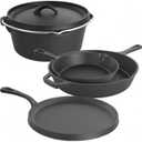 MEGACHEF MCCI-440 5 PIECE PRE-Seasoned CAST Iron Kitchen COOKWARE Set with POTS Pans