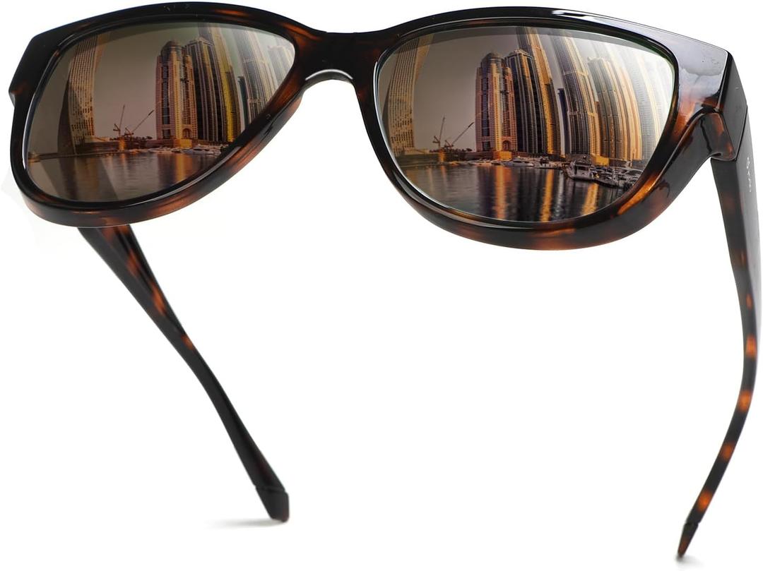 yodo Fit Over Glasses Sunglasses with Polarized Lenses for Men and Women,Leopard Frame Light Gold Lens