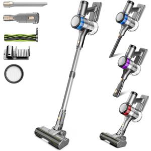 Dzaki S9X Vacuum Cleaners for Home,400W 50KPa Cordless Stick Vacuum Cleaner,Up to 55 Mins Runtime,Smart Induction Auto-Adjustment,Rechargeable Battery Vacuum Cordless for Carpet Floor Pet Hair(Gray)