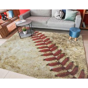 ALAZA Baseball Ball Vintage Non Slip Area Rug 5' x 7' for Living Dinning Room Bedroom Kitchen Hallway Office Modern Home Decorative (4'10" x 6'8" (Rectangular), Multi 12)