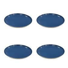 4 Pcs Tabletops Plastic Dinner Plate, 10.5" Blue Melamine