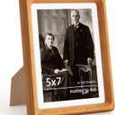 Dreamland 5x7 Picture Frame, USA-Sourced Teak Wood Photo Frames with HD Tempered Glass, 5 x 7 Wooden Frame Matted to 4 x 6, 5x7 Frames Handcrafted Rounded Corner for Tabletop or Wall Display