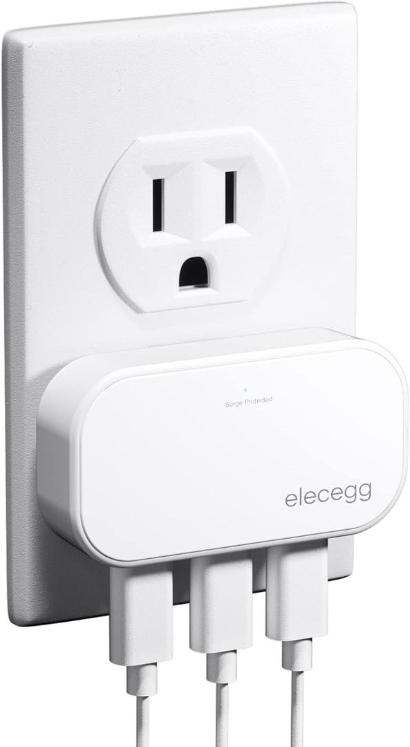 Slim Flat USB Wall Charger, Ultra Thin 3 Port Wall Plug with Smart IC, USB Charger Block for iPhone, iPad, iPod, Android, Samsung Galaxy, and More