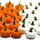 1shopforyou Mixed 20 Psc White & Orange Pumpkins Mini Artificial Lifelike Fake Fruit House Kitchen Decoration for Halloween Home Deco Food Kitchen