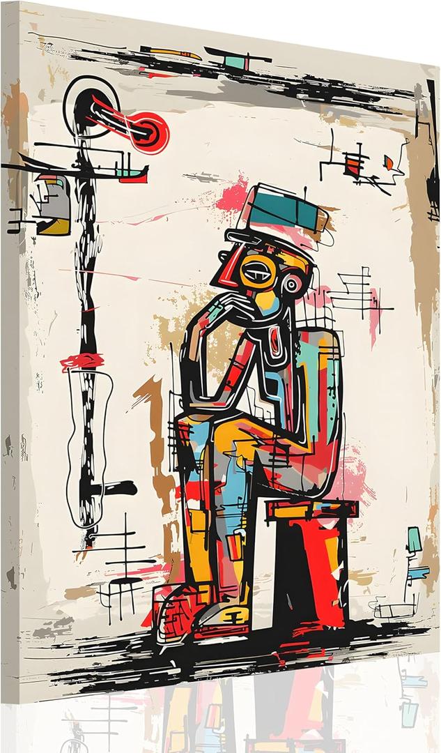 Framed Graffiti Wall Art Vibrant Street Color Canvas Print Decor, Modern Abstract Painting Poster Picture for Living Room, Bedroom, Hallway Wall Decor (16L" x 12W")