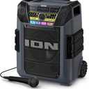 ION Block Rocker XL - Portable Bluetooth Outdoor Party Speaker, 220W, with Karaoke Microphone, Battery, 5 Speakers, Lights, Radio, USB Charging & App