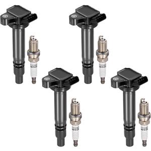 BDFHYK 4 Ignition Coil Pack UF314 and 4 Iridium Spark Plug 7090 Compatible with Toyota 05-06 Corolla, 03-06 Matrix, 00-05 Celica,Compatible with Pontiac 03-06 Vibe 1.8L L4 Coil for 5C1295 GN10333