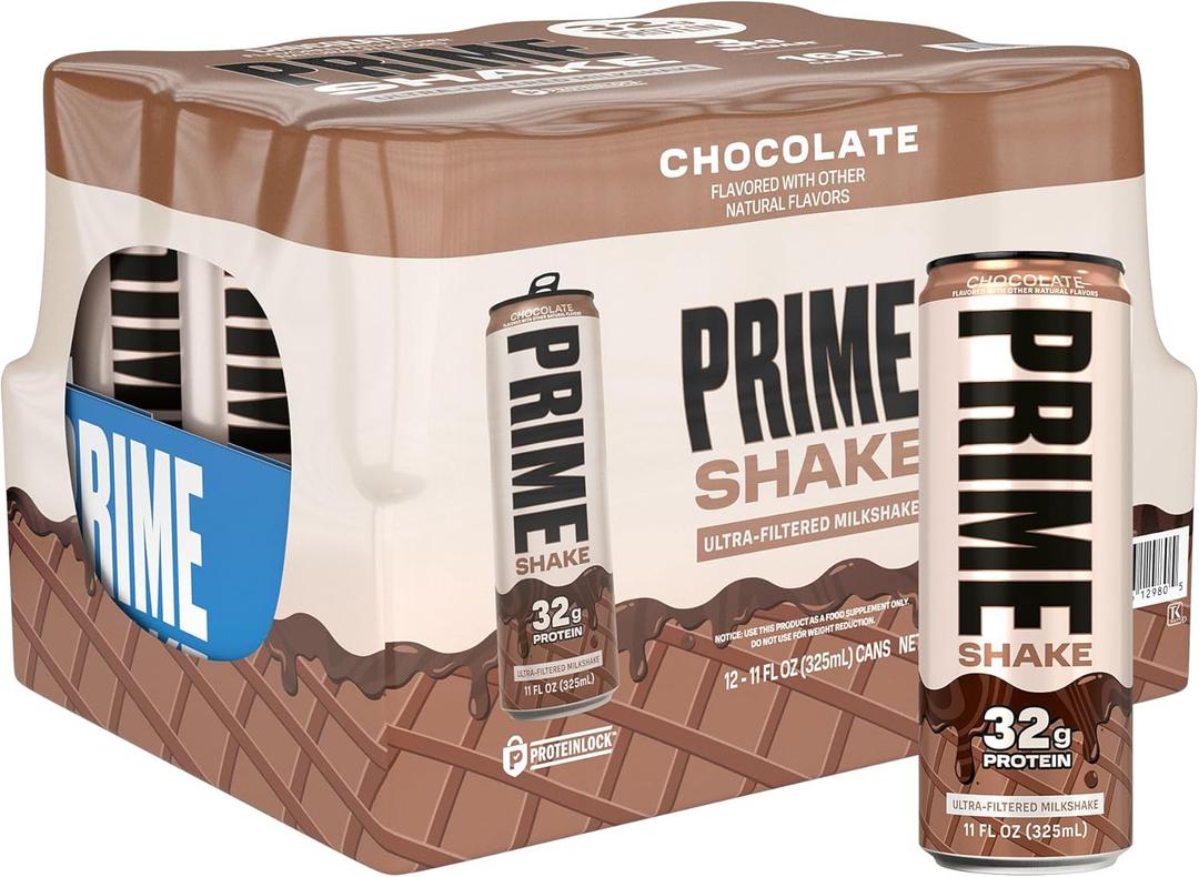 PRIME Shakes, Chocolate, 32g Protein Shake for Muscle Support & Recovery, Ultra-Filtered Milk, Lactose Free, Low Sugar, Low Calorie, Ready to Drink, 11 fl oz, 12 Pack BB 1/12/27
