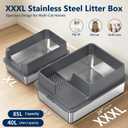 Stainless Steel Cat Litter Box – 2-Pack Extra Large Open Tray, Deep Gray