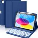 Hamile for iPad 11th 10th Generation Case with Keyboard - 7 Colors Backlit Wireless Detachable Folio Keyboard Cover with Pencil Holder for iPad A16 11-inch 2025 10th Gen 10.9 Inch 2022 (Navy Blue)