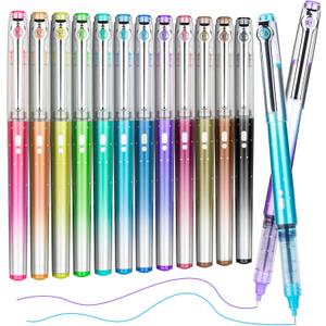 APOGO 12 Colors No Bleed Liquid Ink Pens For Journaling, 0.5mm Fine Point Bible Pens, Quick-Dry and Dispense Ink evenly, Smooth Writing Gel Pens for Bullet Journal and Taking Notes