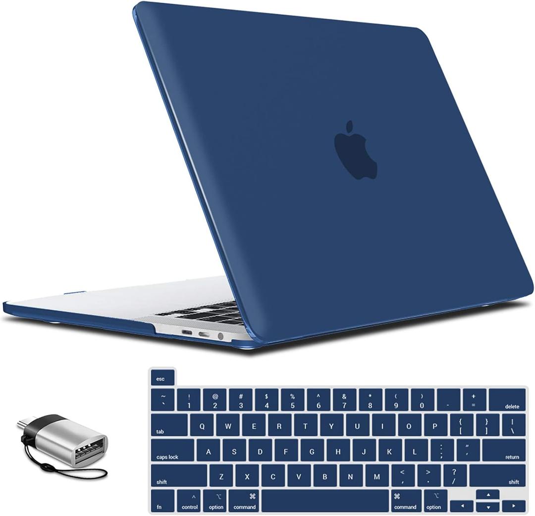 IBENZER Compatible with MacBook Pro 16 Inch Case A2141 Release 2020 2019, Hard Shell Case with Keyboard Cover & Type C Adapter for Old Version Mac Pro 16, Navy Blue, T16NYBL+1TC