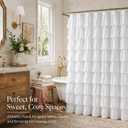 White Ruffle Shower Curtain - Farmhouse Cloth Bathroom 72 x 72 Inches Texture Fashion, Double Layer Fabric, Soft Feel, not See Through.