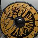 Medieval Wooden & Iron Viking Shield - Handmade Battle Ready - Perfect for Reenactment & Decor - 24 Inches, As Show