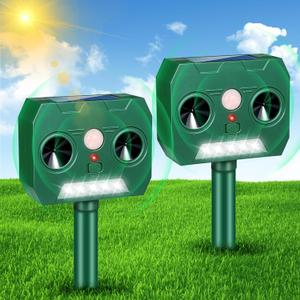 2025 Solar Ultrasonic Animal Repellent, Cat Repellent Outdoor, Deer Repeller Squirrel Deterrent with Motion Detection Suitable for Dog Rabbit Raccoon Coyote, Skunk Repellent for Yard(2Pack)
