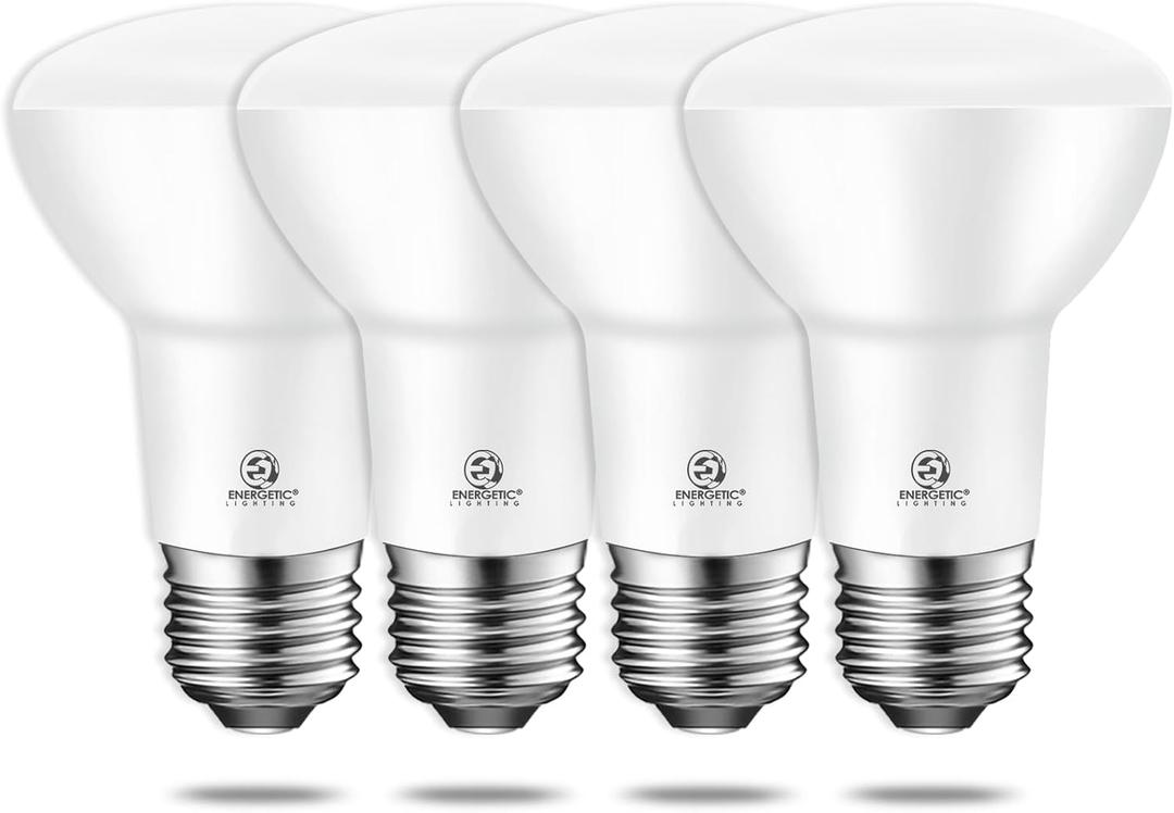 Energetic BR20 LED Bulb R20 Dimmable 3000K Warm White 45W Equivalent to 6.5W, Recessed Can Light Bulbs, Kitchen Ceiling Lights, E26 500 Lumen LED Flood Light Bulbs, Indoor UL Listed (Pack of 4)