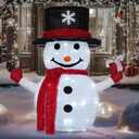 Christmas Standing Light-Up Snowman Decoration Features a Santa hat and Gift Box, Battery Operated Light-Up Christmas Decorations for porches, lawns, Yards, Indoor and Outdoor (2.75 Ft)