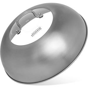 YOSUKATA Wok Lid 13.6 Inch - Premium Stainless Wok Cover with Tempered Glass Insert Steam Holes - Dishwasher-Safe Lid for 14-Inch Wok - Chees Melting Dome for Griddle (34.5 cm)