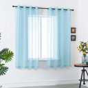 DUALIFE Sky Blue Sheer Curtains 63 Inches Length Look Semi Transparent Natural Light Flow Grommet Curtains for Bedroom and Living Room, 52 x 63 Inches, Set of 2 Panels Light Baby Blue