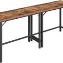 MAHANCRIS Narrow Bar Table, 63-Inch Pub Table for Dining Room, Counter Bar Tables with Sturdy Metal Frame, Connectable Bar Table, Multifunctional Console Table, Rustic Brown BTHR1601, 63"L x 13.8"W x 35"H