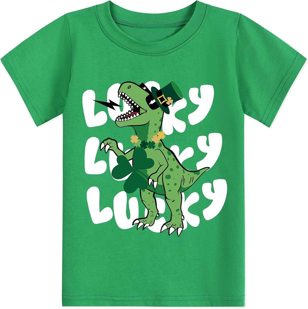 Toddler Boys Girls T-Shirt St. Patrick's Shirt Shamrock Irish Lucky Charm Tractor Tee Tops (Green, 6-7Y)