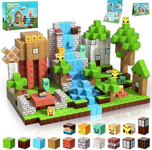 ToyUnited Magnetic Blocks-100PCS Magnetic Building Blocks Magnet Cube Toys Stacking, Build Forest World Set, STEM Montessori Sensory Toys for Kids Boys Girls Age 3 4 5 6 7 8 9 10 Birthday Gifts