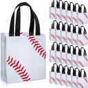 Huhumy 24 Pcs Sports Party Favor Bags Football Basketball Baseball Soccer Treat Goodie Gift Bag with Handles for Party Gift(Baseball)
