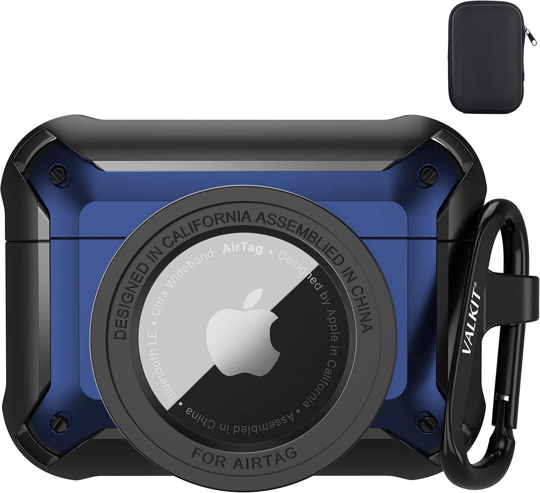 Valkit Compatible Airpods Pro 2/1 Case, 2 in 1 Rugged Protective Cases Shockproof Air Pod Pro Cases for Men Women iPod Airpods Pro 2nd/1st Generation Case, Black/Blue