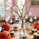 2 x Watayo 12 Pcs Halloween Hanging Ghosts Glass Ornaments, 1.8" x 1.3" Small Ghosts Pendant Tree Decorations, Farmhouse Rustic Glass Ghost Ornaments for Haunted House Yard Lawn Tree Party Decor (B Style)