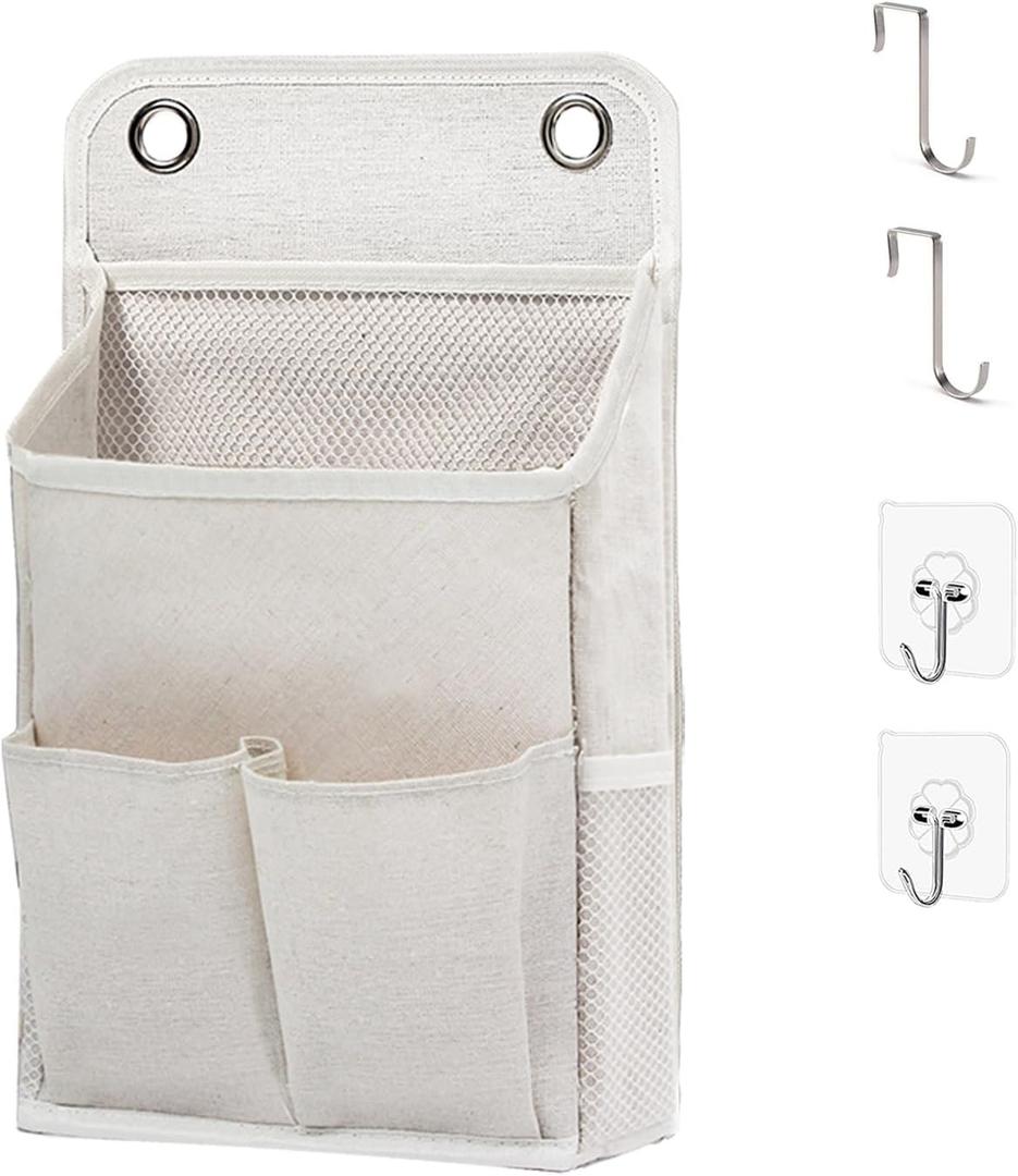 Hanging Basket for Organizing, Wall Organizer with Pockets and Over The Door OrganizerCan for Home, Closet, Office and Camper (1 White)