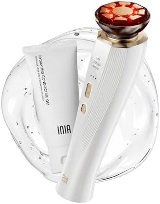 INIA 3-in-1 Red Light Therapy for Face and Neck Beauty Device for Puffiness & Skin Firming Skincare Tool (White)