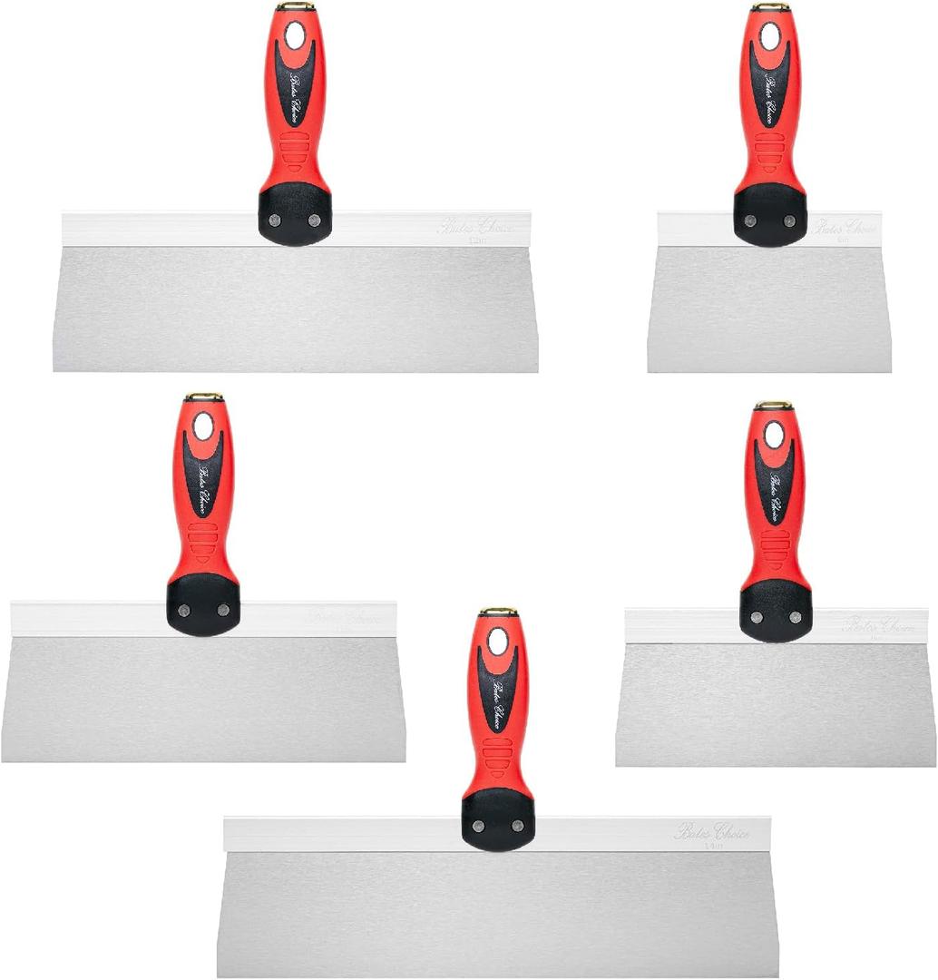 Bates Stainless Steel Putty Knife Set - 5 Pack, 14", 12", 10", 8", 6" Drywall Knives, Scraper Tool